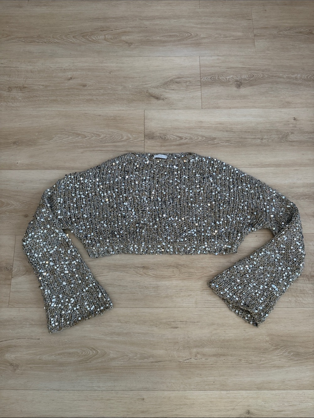 Brunello Cucinelli Cropped Chunky Knit Sequin Sweater - Brown